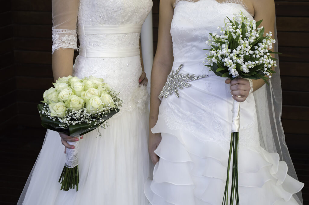 close up of wedding of a lesbian couple