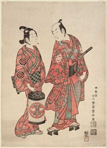 250px Actors Nakamura Shichisaburo II and Sanogawa Ichimatsu Toyonobu 1740s signed Meijodo Ishikawa Shuha Toyonobu zu MFA