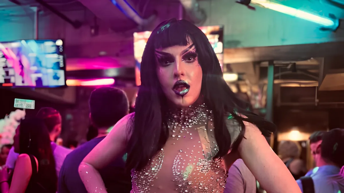 What Does 'Okama' Mean? Japanese LGBTQ+ Slang Explained 14 Drag performer, Kira Kira, in dramatic makeup and a rhinestone costume at Kingdom in Shinjuku Nichome.
