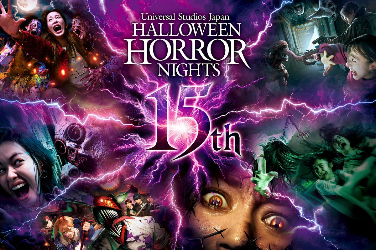 Where to Celebrate LGBTQ+ Halloween in Japan in 2026 11 Universal Studios Japan Halloween Horror Nights promotional artwork featuring zombies, monsters and haunted attractions.