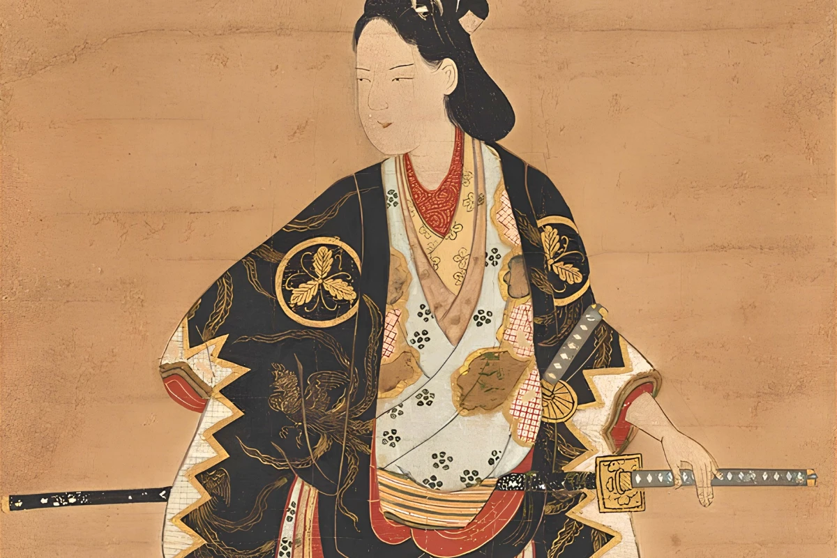 Wakashu is seen holding two swords, created by an unidentified artist