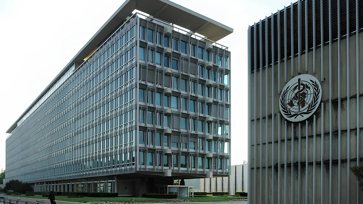 Exterior shot of the World Health Organisation headquarters, Geneva. 