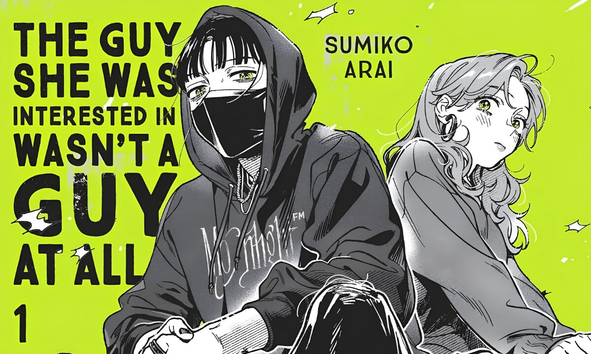 The cover of “Green Yuri”. Aya Osawa, right, sits next to Mitsuki Koga, who is in ‘disguise’