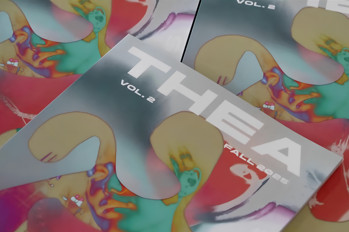 Leave the ROOM: Inside THEA's Queer-Inclusive Art Exhibition in Shinjuku 12 Several copies of the second volume of THEA’s Zine lie on top of one another. The cover shows a colorful piece of abstract art